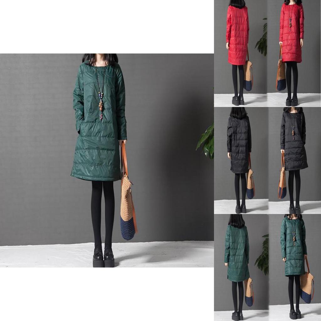 Women Winter Warm Quilted Coat Pullover Dress Long Sleeve Loose Tops Plus Size For Ultimate Comfort And Style