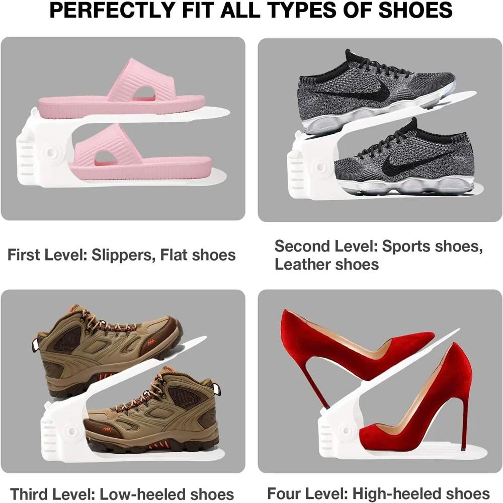 12Pcs Adjustable Shoe Organizer Shoe Support Rack, Space Saving Shoe-Shelf for Closet, Shoe Organizer Shoe Rack for Cabinet