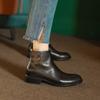 Soft Sole Thick Heel Square Head Women's Shoes Soft Leather Brown Medium Heel Short Boots Women's French Short Bare Boots