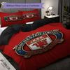 Manchester Emblem Three-piece set (1 * duvet cover + 2 * pillowcase, without core) 2D Flat Duvet cover and pillowcase Bedding set Soft and comfortable