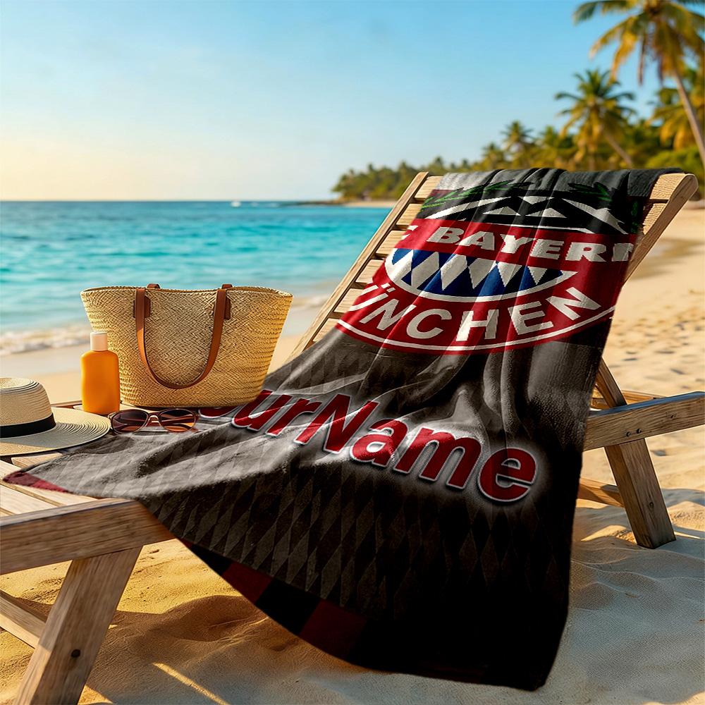 Bayern Munich Customize Text Beach Towel Super Soft Microfiber Quickdry Fabric