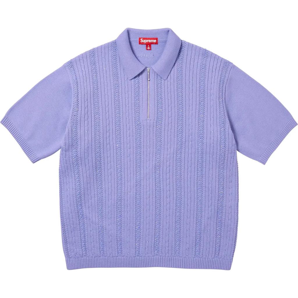 Supreme Beaded Zip Polo Lavender