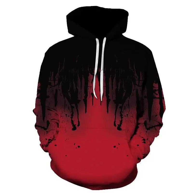 New Autumn Men's Fashionable Neutral Ink Design Printed Soft and Comfortable Hooded Sweatshirt Outdoor Streetwear