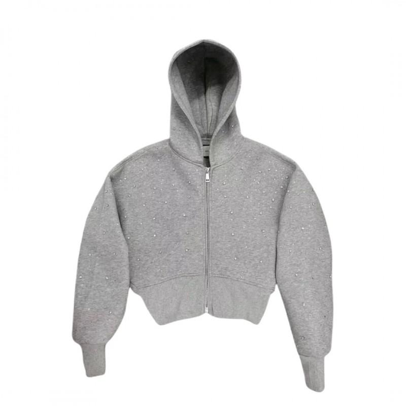 Studded Starry Sky Hooded Zip-Up Sweatshirt Unisex Streetwear Oversized Long Sleeve Pullover