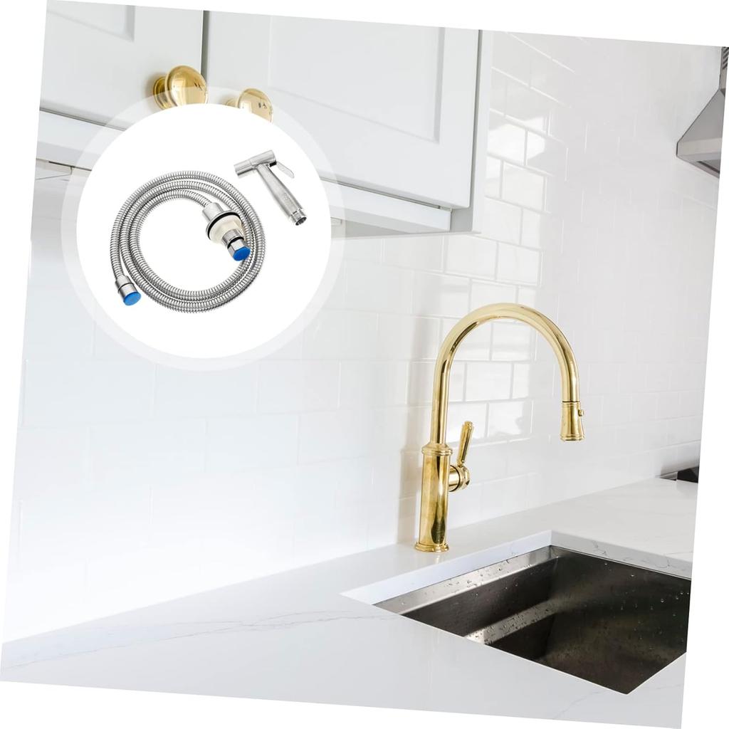 AngoilySink Side Sprayer, Stainless Steel Sink Spray Braces Kit, Sink Hose Faucet Hose Sprayer Replacement Handheld Sprayer Kit Kitchen Faucet