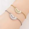 Modisches Wassermelonen-Charm-Armband Edelstahl Handkette Verstellbare Länge Handgelenkkette Accessoire für Frauen