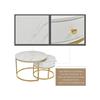 Table basse gigogne moderne brillante Motif de marbre Table basse ronde 2 pièces Table basse ronde gigogne