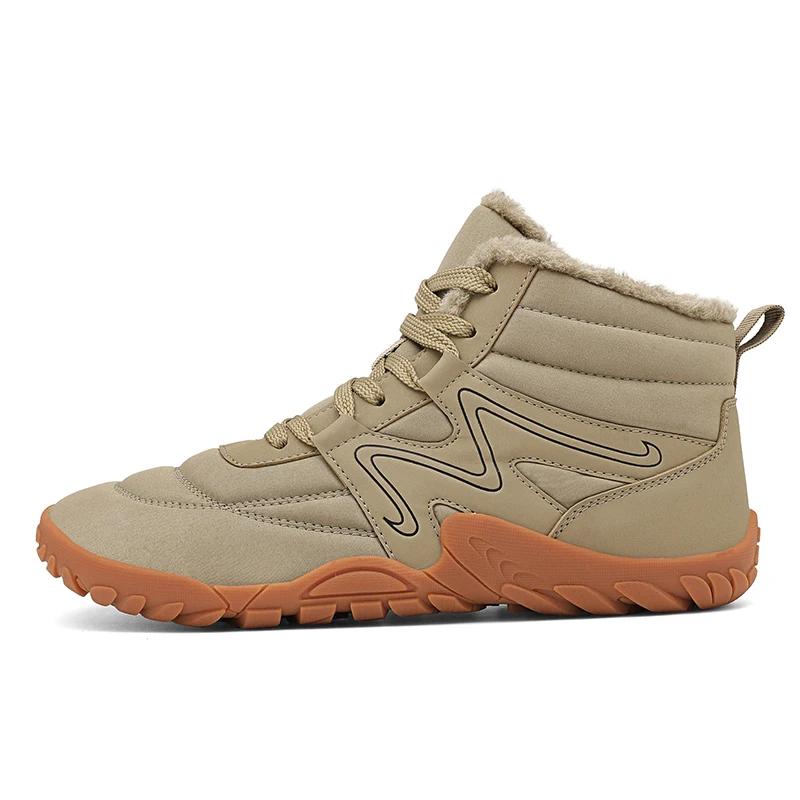 Large size 36-48 khaki unisex winter super warm with fur outdoor ankle snow boots antiskid waterproof men women high top shoes