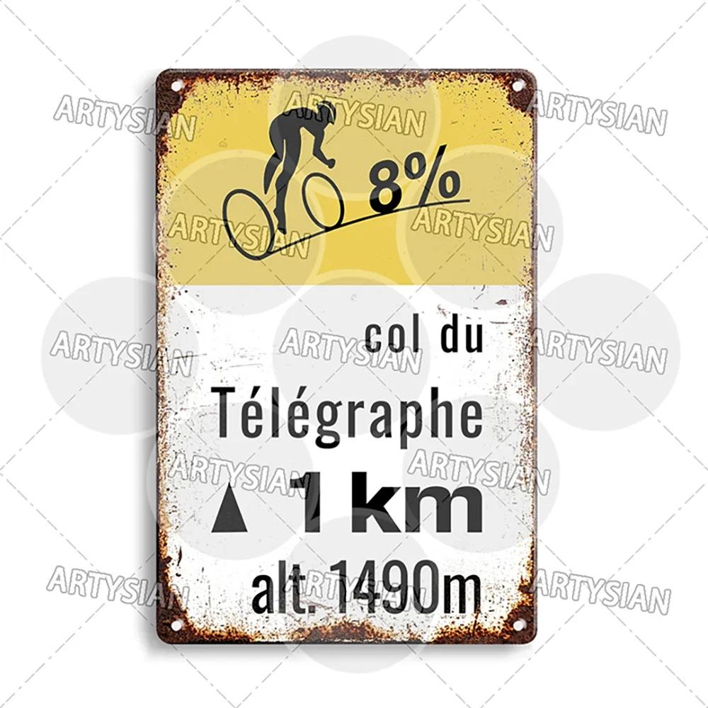 

HD Metal Tin Sign Vintage French Cycling Alpe dHuez Mont Ventoux Wall Decor for Bike Lover Home Garage Decoration 20x30cm（7.8x11.8inch）