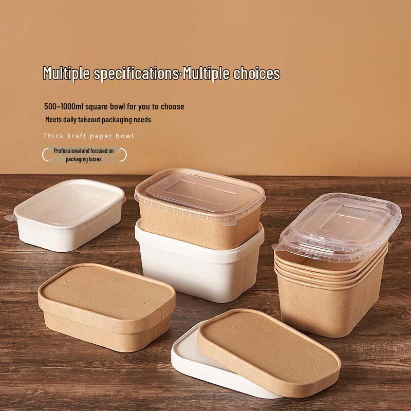 Ruhan Square Kraft Paper Disposable Lunch Bowls