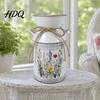 Rose Display Bucket Vintage Iron Flower Bucket Rustic White Double-Handle Metal Vase