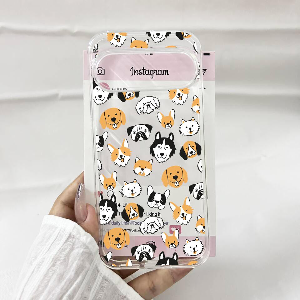 

Cute Cartoon Love Heart Puppy Dog Phone Case For Google Pixel 8A 9 Pro XL 8 Pro 10 7 6A 5G Animal Pattern Clear Soft TPU Cover Pixel 6A