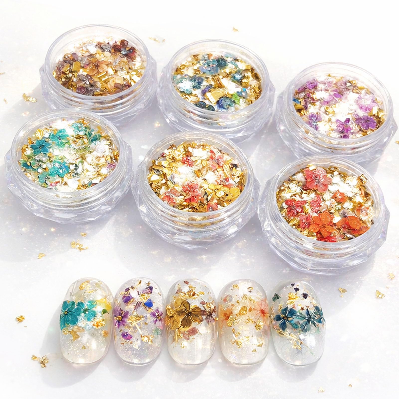 

Pressed Dried Floral Small Parts for Nail Art Resin Crafts Flowers Opal Hologram Mix CHUNHE Authentic Pressed Flowers for Nail Flower Nail Art Resin