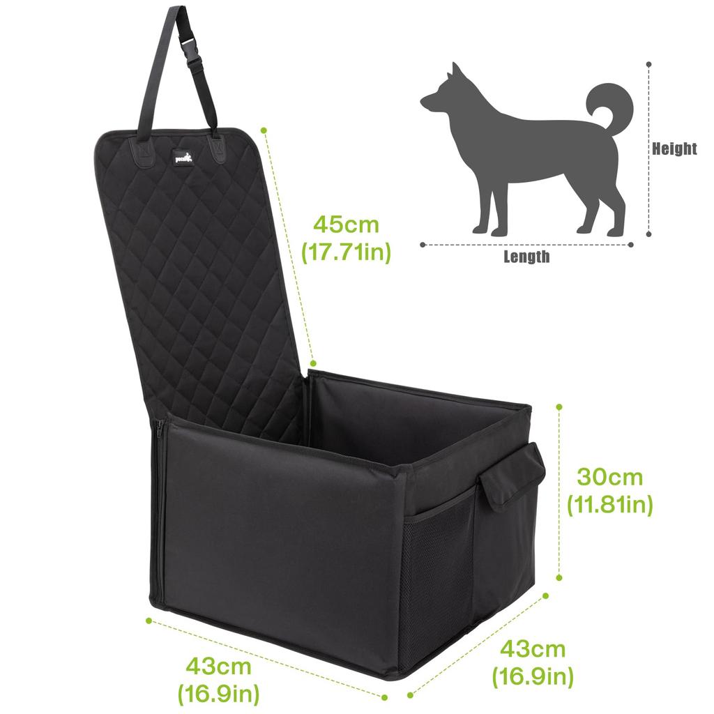Pecute Dog Car Drive Box Seat Cover with Drive Bed Prevention Lead and Passenger Back for Small Dogs Insole, Foldable, Anti-Slip, Waterproof, Seat,