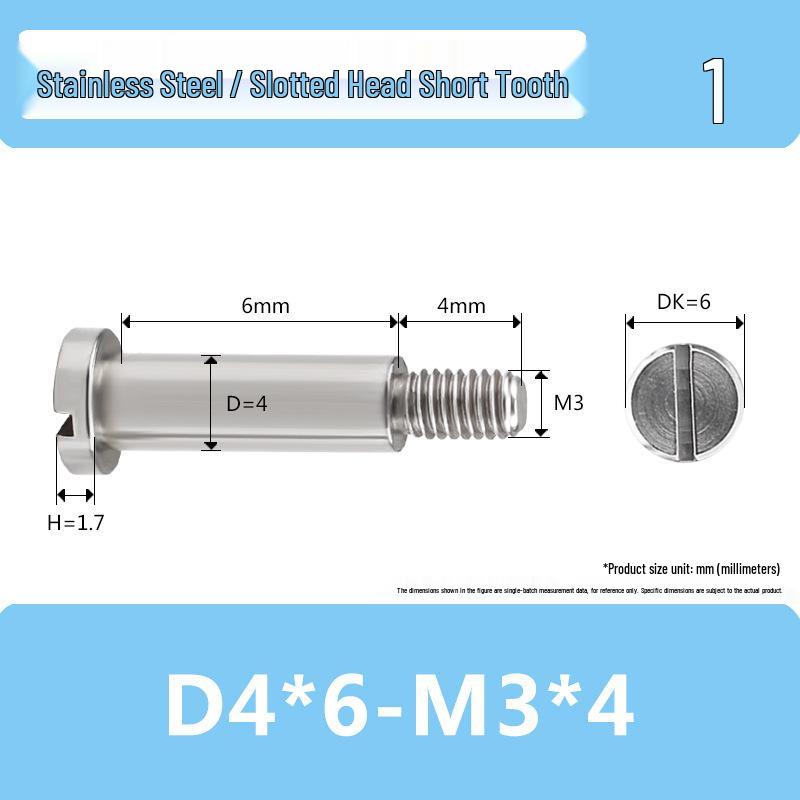 Single-Slot Stainless Steel M3*D4D5 Shoulder Head Bolt with Smooth Shank and Partial Thread