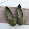 Fashion Elegant Dressy Ballet Flats Women's Plain Loafer Concise Slip On Office Nurses Work Shoes New Woman Faux Leather Green Moccasins
