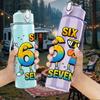1PC Colorful Six Seven Number Print 750ml Color Plastic Sports Water Bottle Leakproof Flip Straw Lid Suitable for Sports Office Home Use