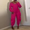 Women's Solid Color Jumpsuit Flared Pants Tight V-neck Sexy Long Sleeved Jumpsuit