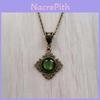 Retro Geometric Zinc Alloy Pendant Necklace With Green Gem For Art Deco Party Jewelry