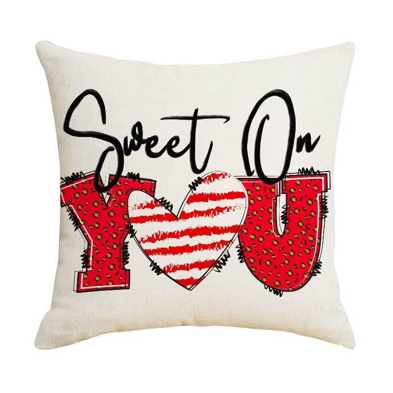 New Valentine's Day Pillow Love Letter Print Pillow Simple and Versatile Linen Pillow