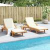 2 Piece Sun Lounger Set with Table Solid Acacia Wood
