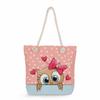 Cartoon animals print thick rope single-shoulder beach bag 7270 KTB