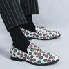 New Handmade Fashion Flower Print Men Loafers Oxfords Shoes Wedding Party Evening Shoes Male Large Size 46 Business Formal Shoes
