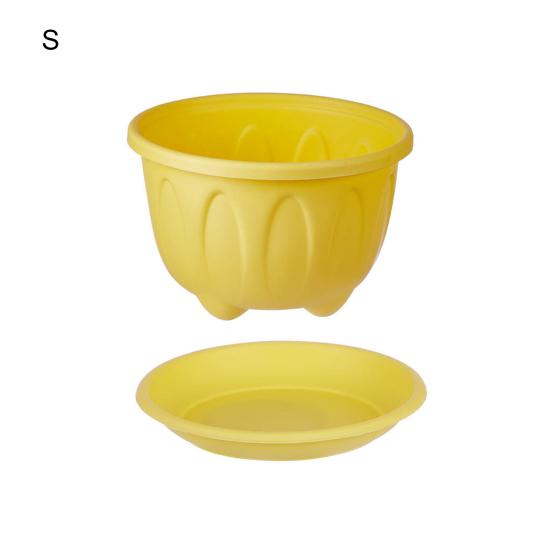 Цветочный горшок, полезный для двора, легкий круглый пластиковый садовый горшок, высокое качество, красивый S жёлтый