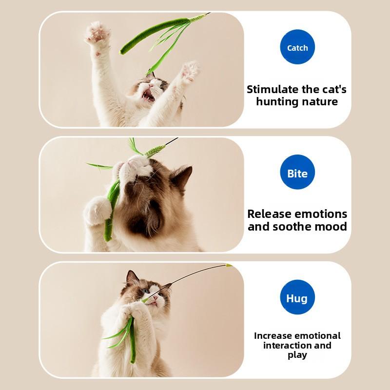 Cat Toy Dog Tail Grass Extra-long Cat Toy Stick Feather Stick Steel Wire Cat Toy Feather Cat Toy Stick Flexible