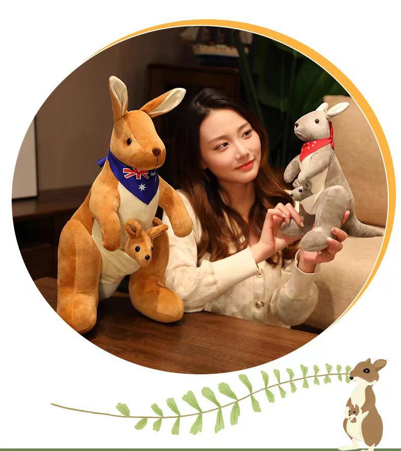Mother and Baby Kangaroo Plush Toy - Cute Children's Pillow, Comfort Doll, Birthday Gift for Girls