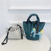 Top Grain Leather Bucket Bag Small Size Vintage Handbag Gold Hardware Daily Use