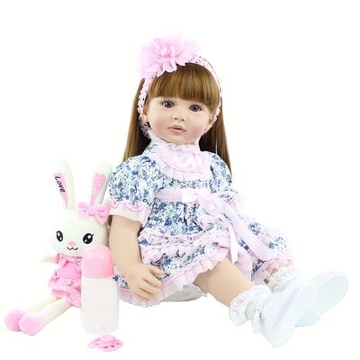 BZDOLL 24 Inch Soft Vinyl Reborn Toddler Baby Doll Toys for Girl 60 CM Dress Up Long Hair Princess Like Child Birthday Gift