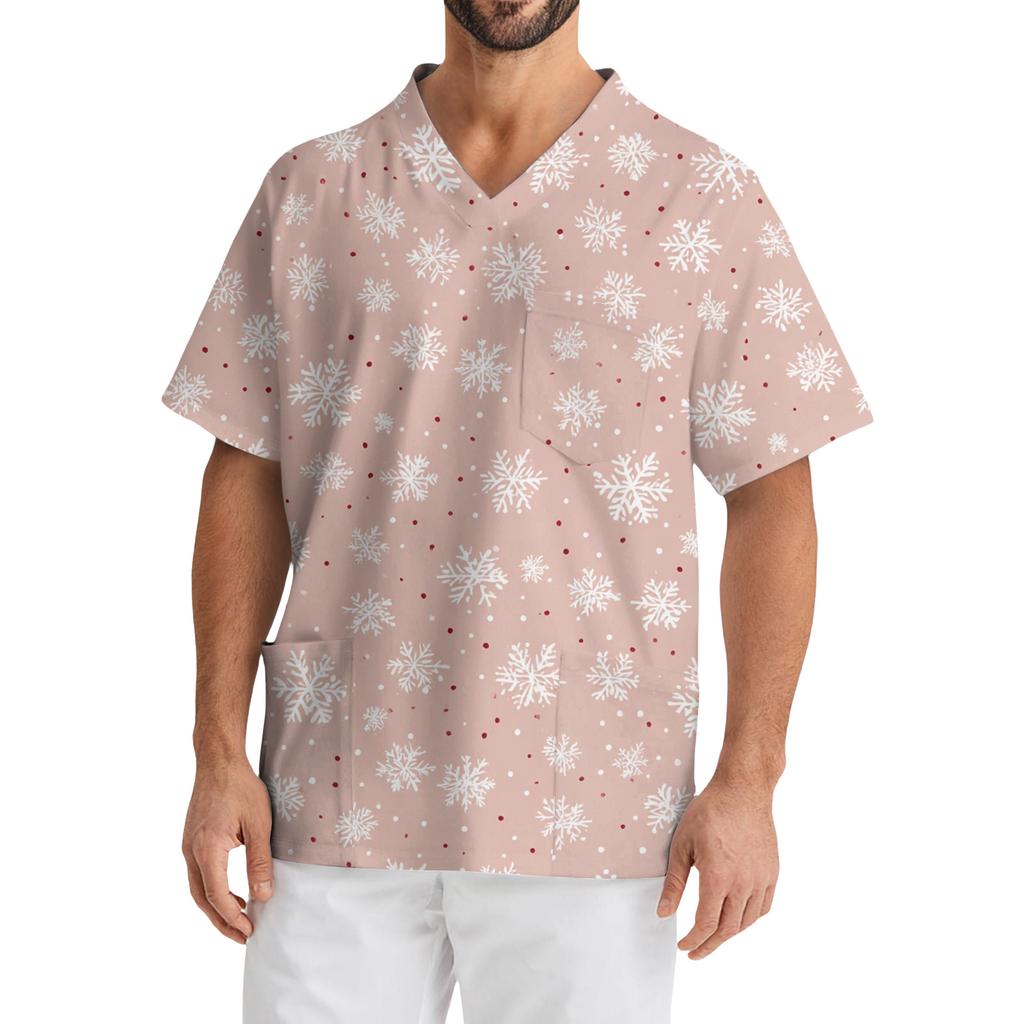 Men's Casual Short-Sleeved V-Neck Printed Front Pocket Top