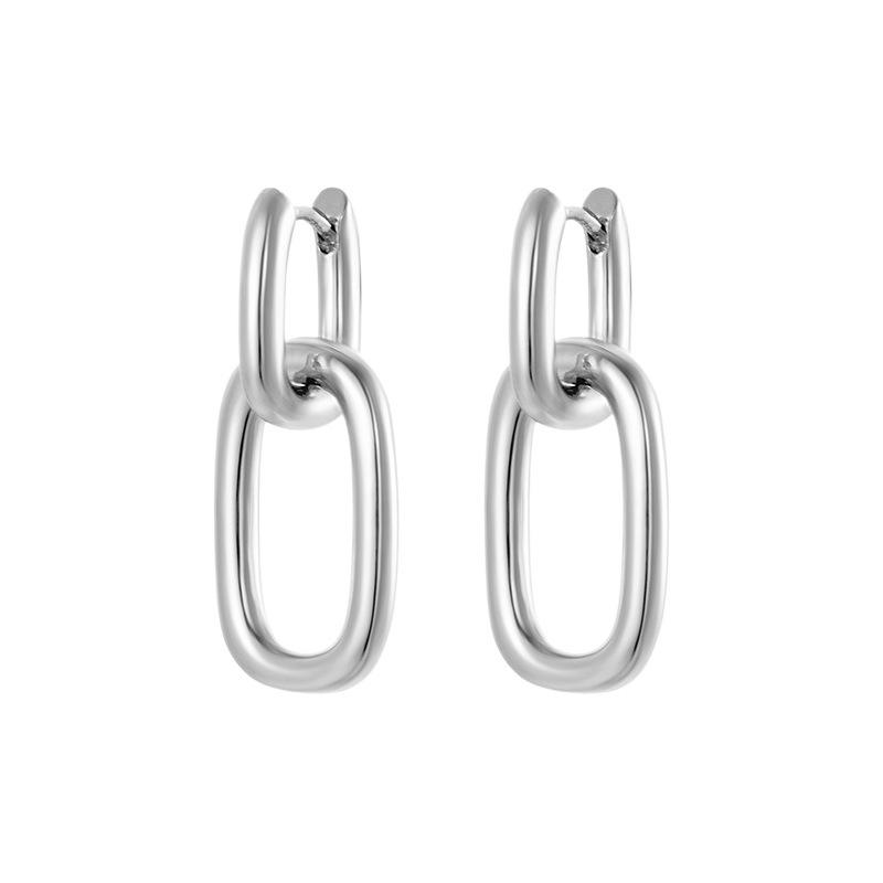 Trendy Electroplated Oval U-Shaped Copper Earrings for Women