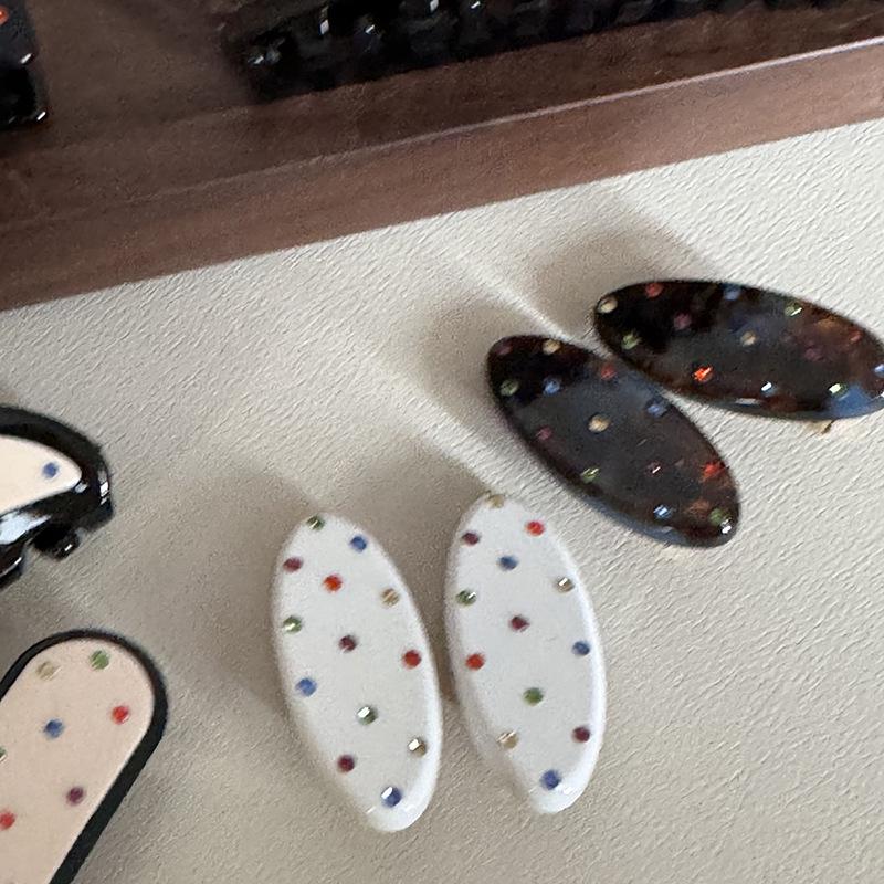 Neu Angekommen Einfache Doppelseitige Bunte Strasssteine Eingelegte Essigsäure Haarspange Haargummi Seitenclip Haarschmuck