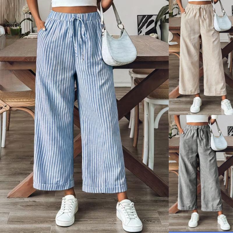 Women's Plaid Elastic Drawstring Wide-Leg Pajama Pants