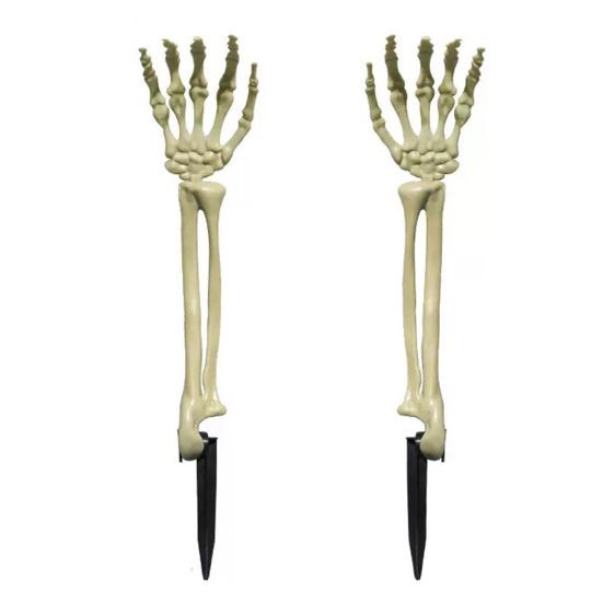 Halloweenská dekorace kostry s kolíkem Realistická kostra ruka paže s kolíkem do trávníku Venkovní lebka kost dvora cedule pro zahradu trávník hřbitovní dekorace