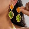 DIGADAGU Alloy Resin Square Geometric Dangle Earrings New Simple Luxury Earrings Women Party Zircon Accessories