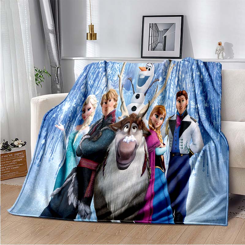 Çizgi Film Frozen Baskılı Anime Polar Peluş Battaniye Yetişkinler ve Çocuklar için Yumuşak Sıcak Battaniye Yatak Odası Kanepe Hediye