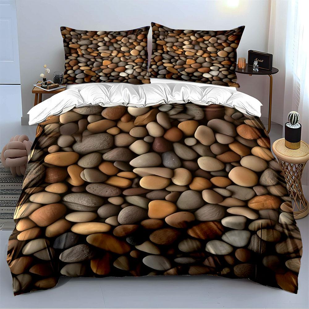 Colored Smooth Pebble Pattern Bedding Duvet Cover Set  (1*Duvet Cover 2*Pillowcases, Without Duvet Insert)