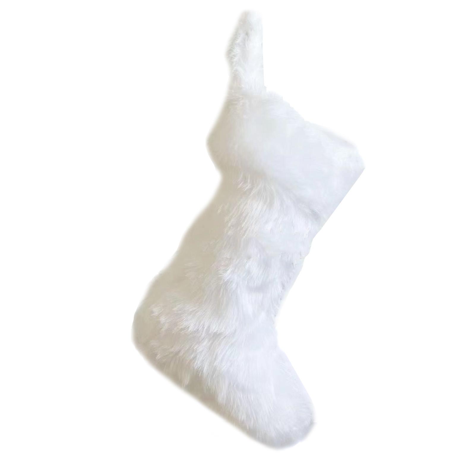 

Furry Christmas Socks Imitation Christmas Decorative Socks Gift Bag One Size белый