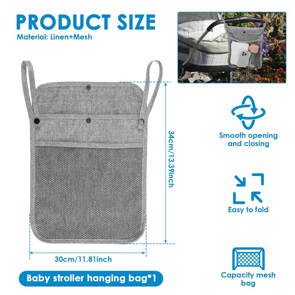 Baby Stroller Hanging Storage Bag Infant Product hanging Organizers Portable Large Capacity Double Pockets Mesh bags for Mummy