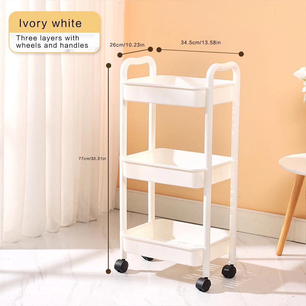 Multi Functional Kitchen Trolley Organizer Storage Rack Multi-Tiered Kitchen Cart with 360° Swivel Wheels Large Capacity Shelf