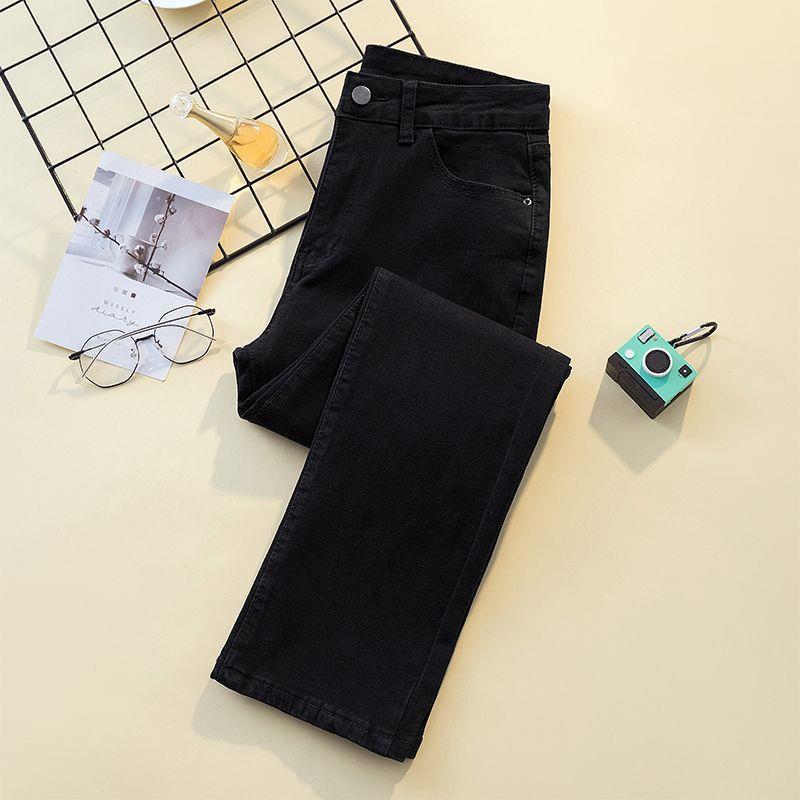

Women s High Waist Black Denim Skinny Jeans - Elastic, Slimming, Flaw-Hiding Plus Size Straight Leg Pants 27 (Recommended for 45-50 kg)