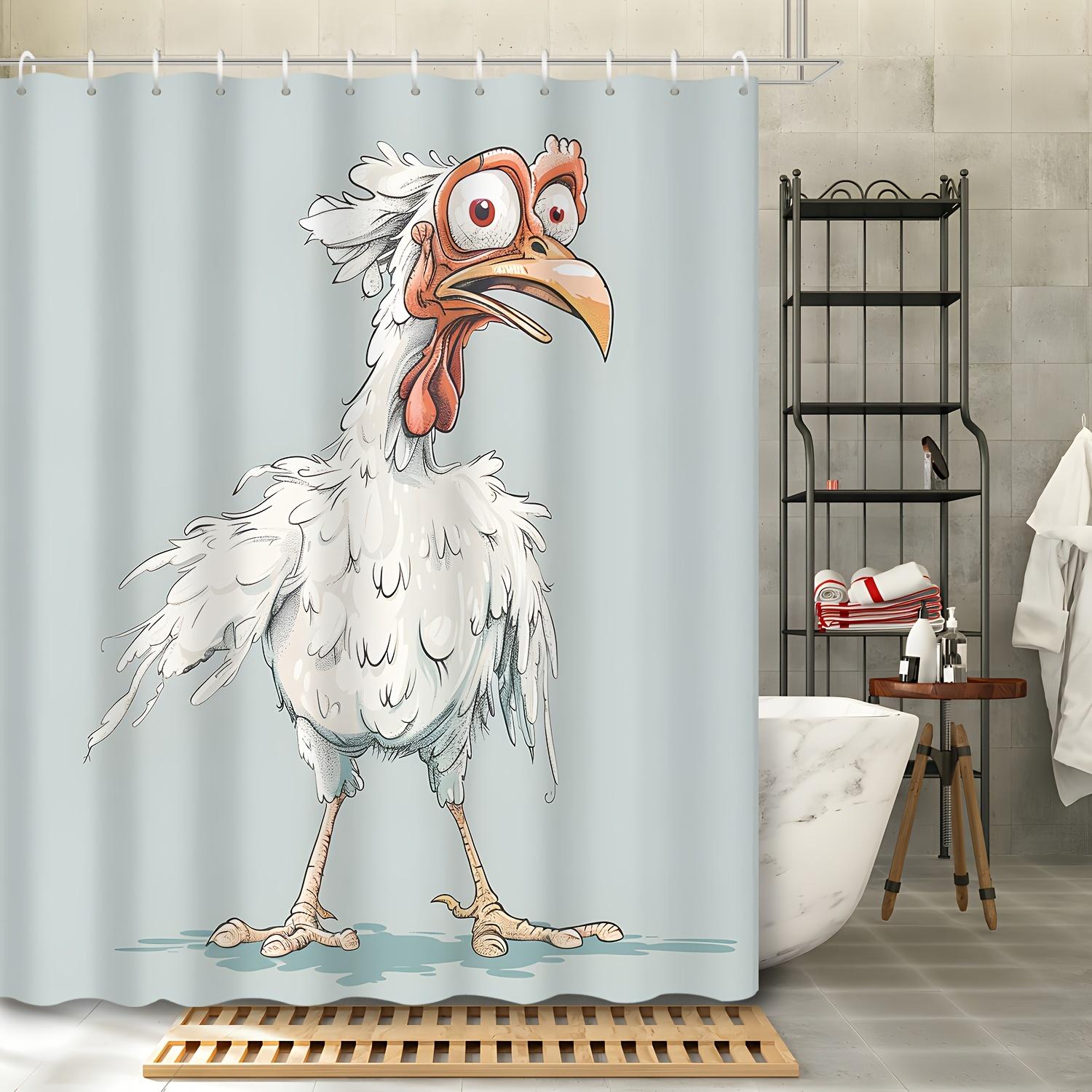 

1Pc Thanksgiving Home Decor Cartoon Fun Farmhouse Turkey Pattern Shower Curtain, Includes Hooks, Bathroom Accessory, Home Decora W60H190(CM)-1 Pcs