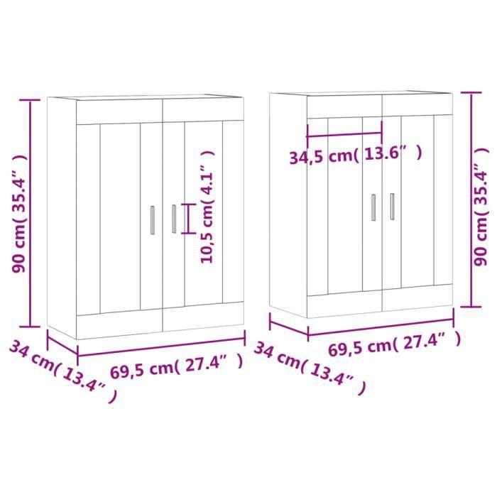 VidaXL Armoires murales 2 pcs chêne marron bois d'ingénierie 3197960