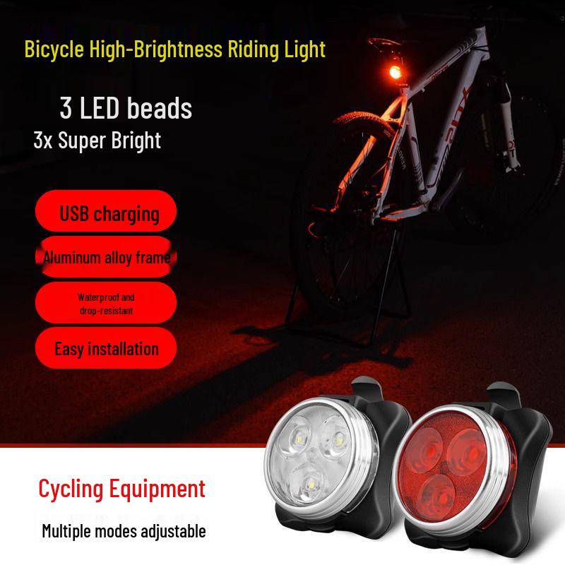 USB Rechargeable Compact Bicycle and Scooter Light - Front, Tail, and Safety Warning Lamp