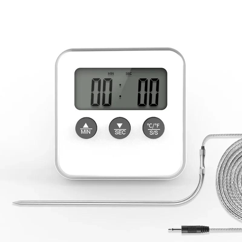 Digital Food Thermometer Probe BBQ Meat Water Oil Cooking Temperature Alarm Timer Kitchen Grill Oven Tester