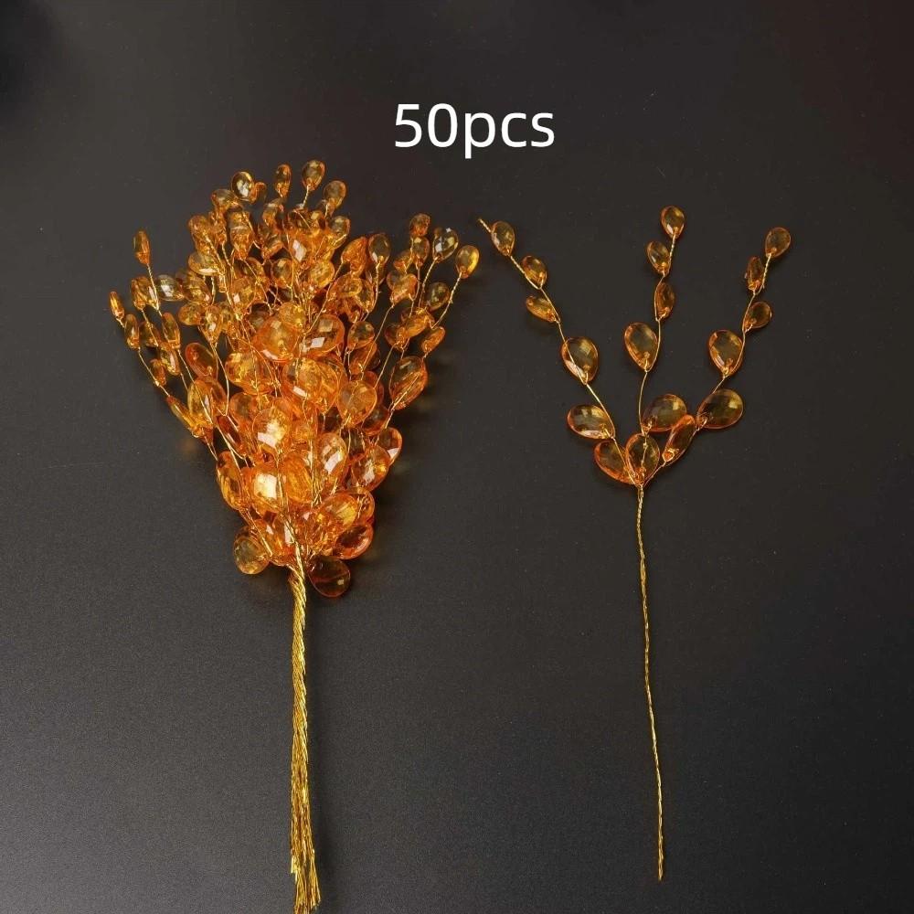 50 STÜCKE Basteldekoration Kristallknospenzweige Brauttiara Kristallblume Künstlicher Strauß Weiß