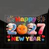 2D Flat Print Happy New Year Window Stickers Large Size 5D Window Glass Decor  Family Holiday